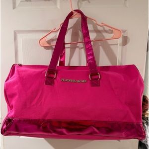 New bright pink Victoria secret duffel bag